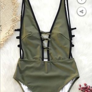 Army green “Flirty” Cupshe one-piece